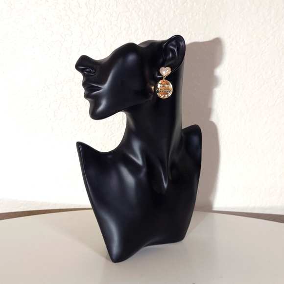 Juicy Couture Los Angeles Gold Toned Heart & Rhinestone Dangle Earrings - Picture 10 of 11